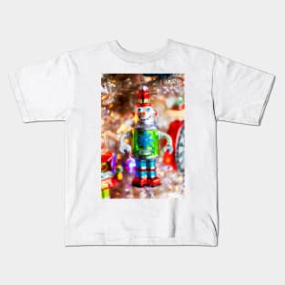 Silver Christmas Robot Kids T-Shirt